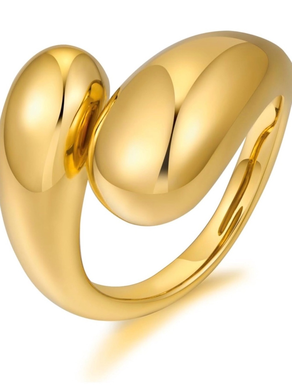 Adjustable Dome Teardrop Ring 18K Gold Plated - Picture 5 of 6